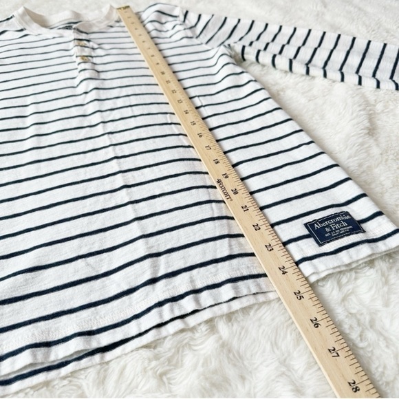 Abercrombie & Fitch Men Blue StripeHenley Long Sleeve Cotton Shirt SMALL Preppy - Picture 6 of 8